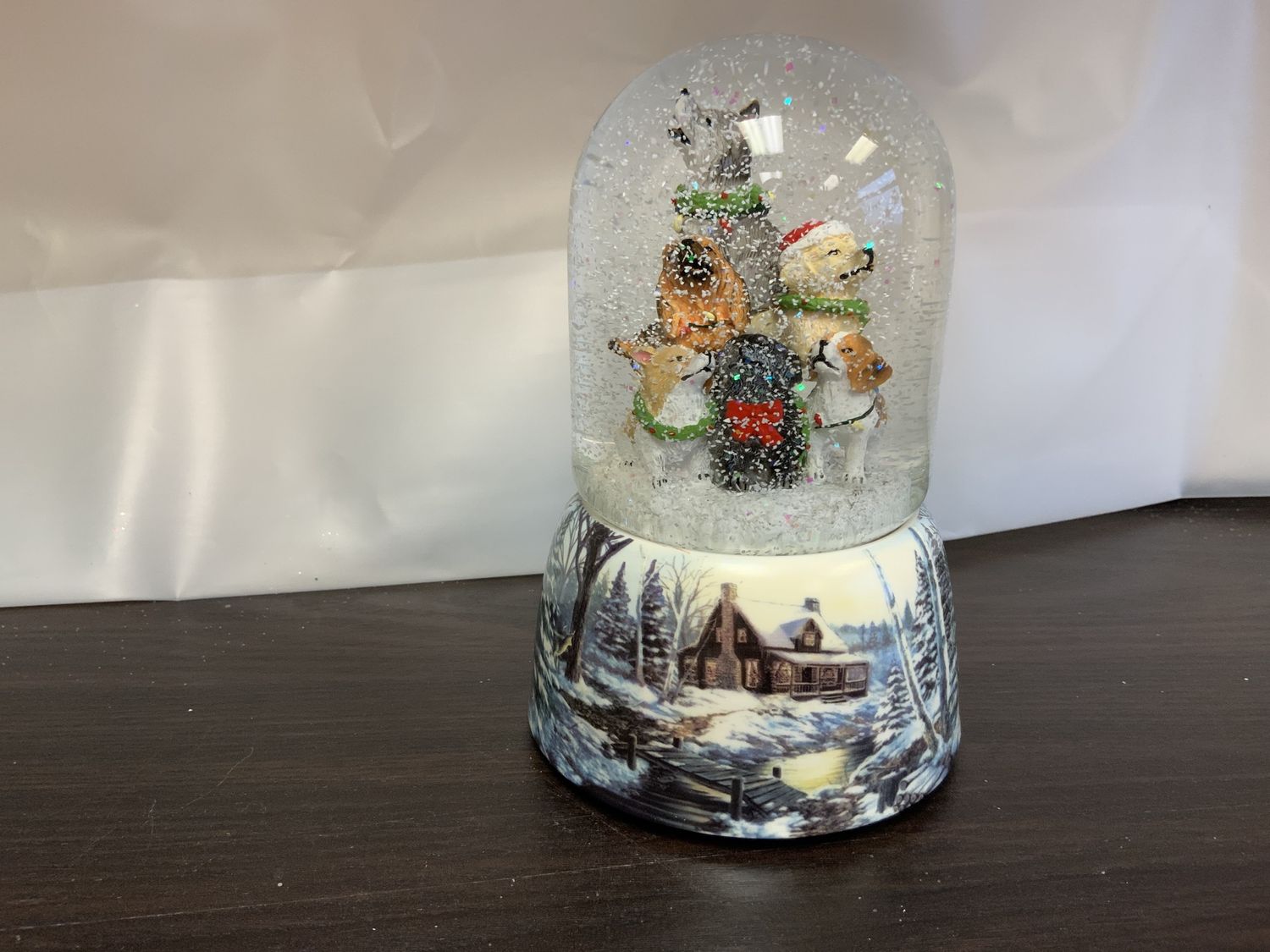 Snow Globe, Howling Puppies 6"