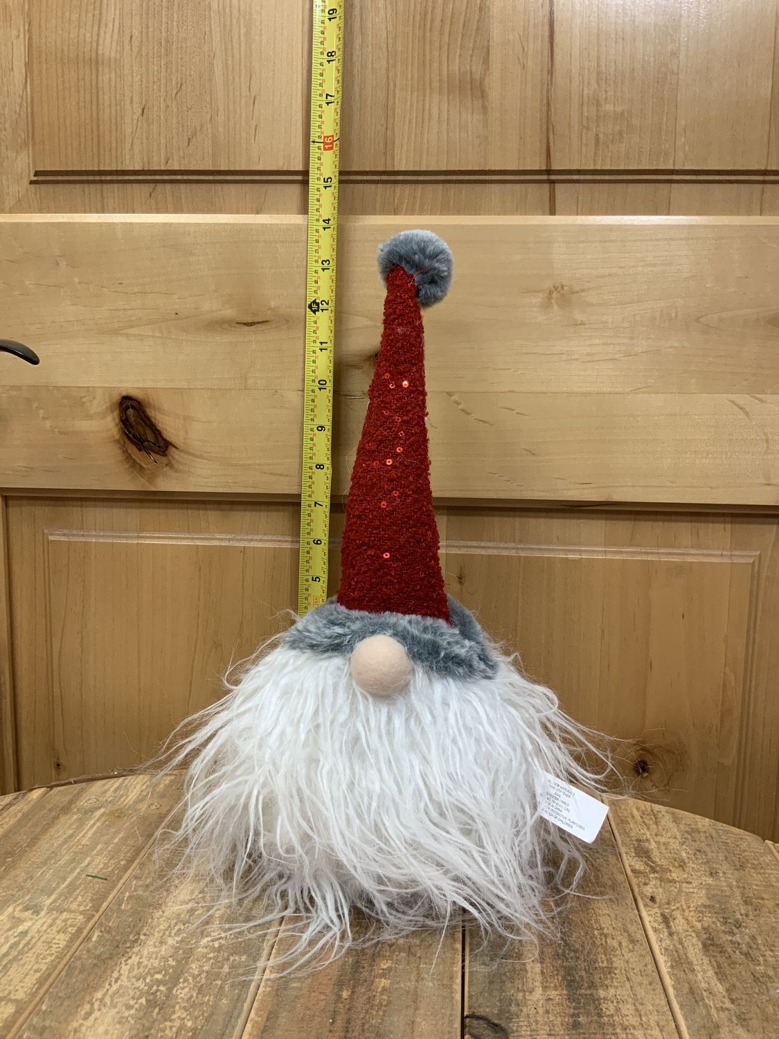 Gnome, Red Sparkle Sitter 14" portly