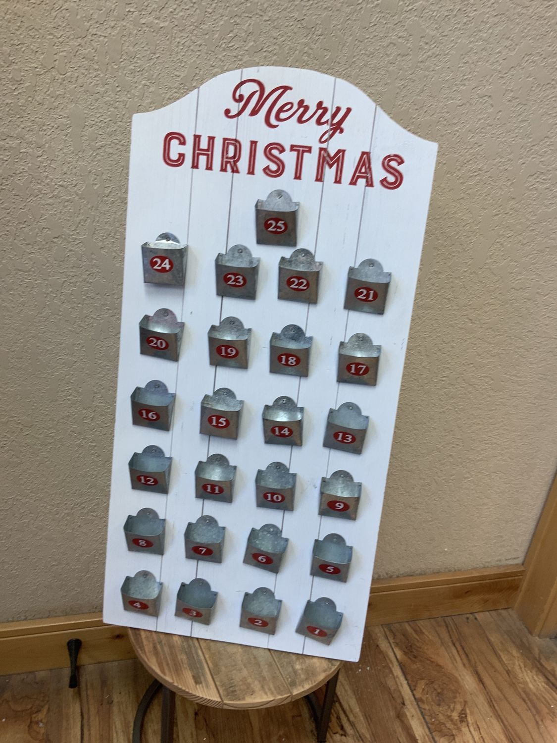 Advent Calendar, Metal Pockets white