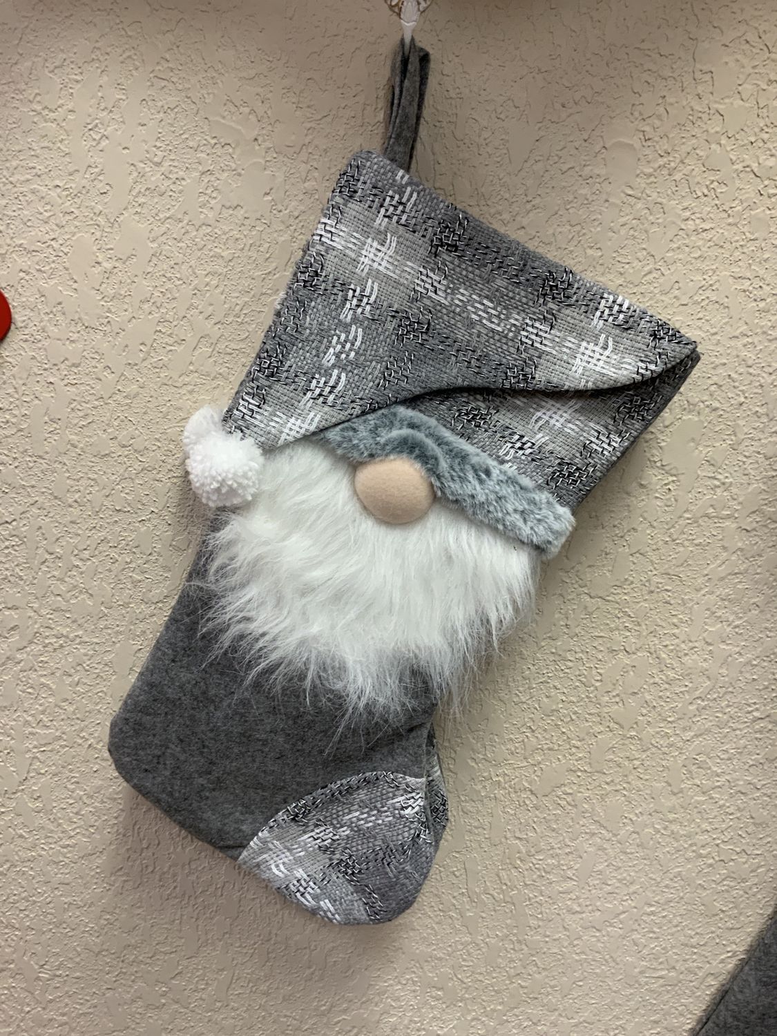Stocking, Snowy Gnome gray