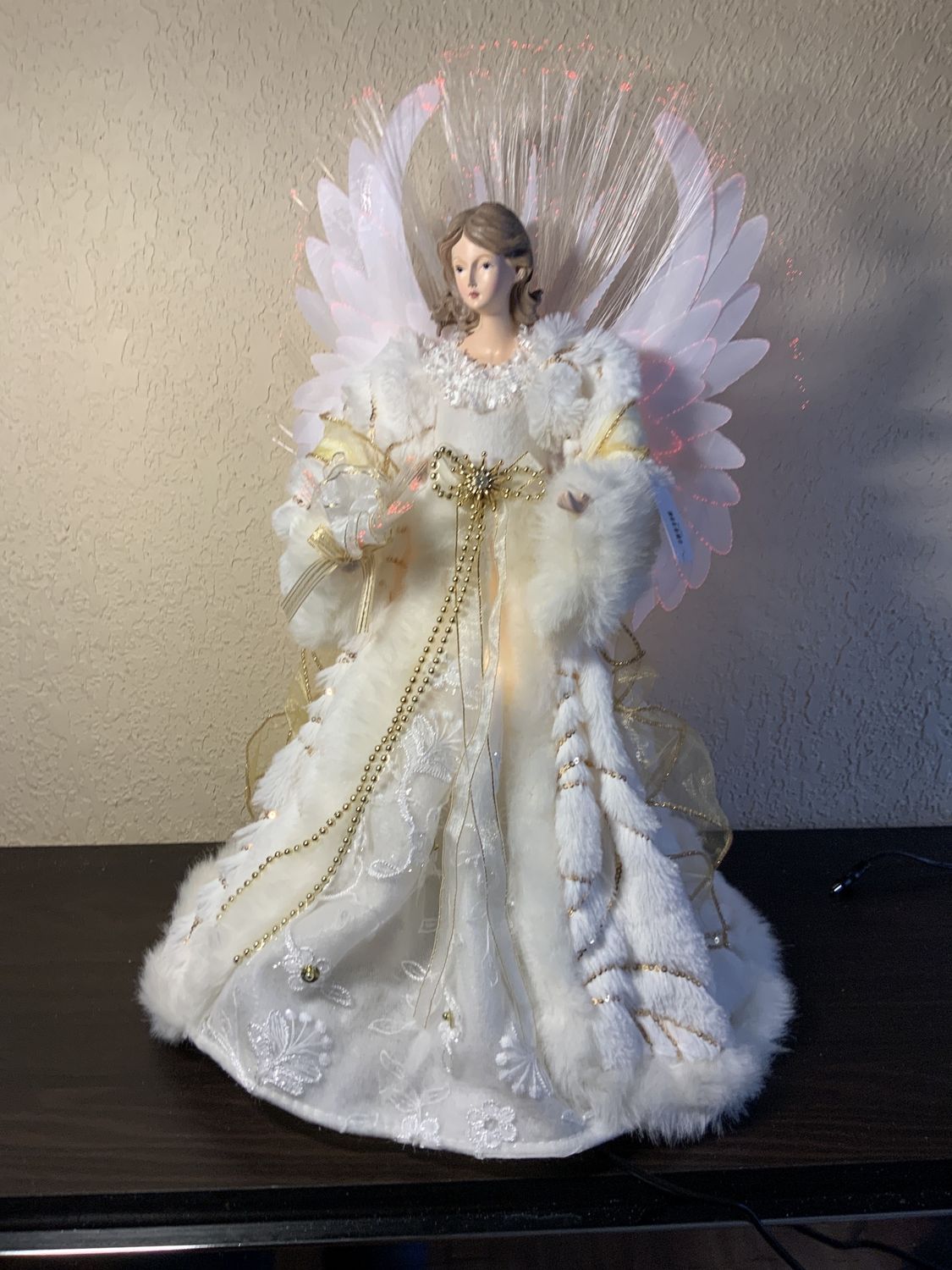 Tree Top, Angel Fiberoptic LED 16" LED Wht