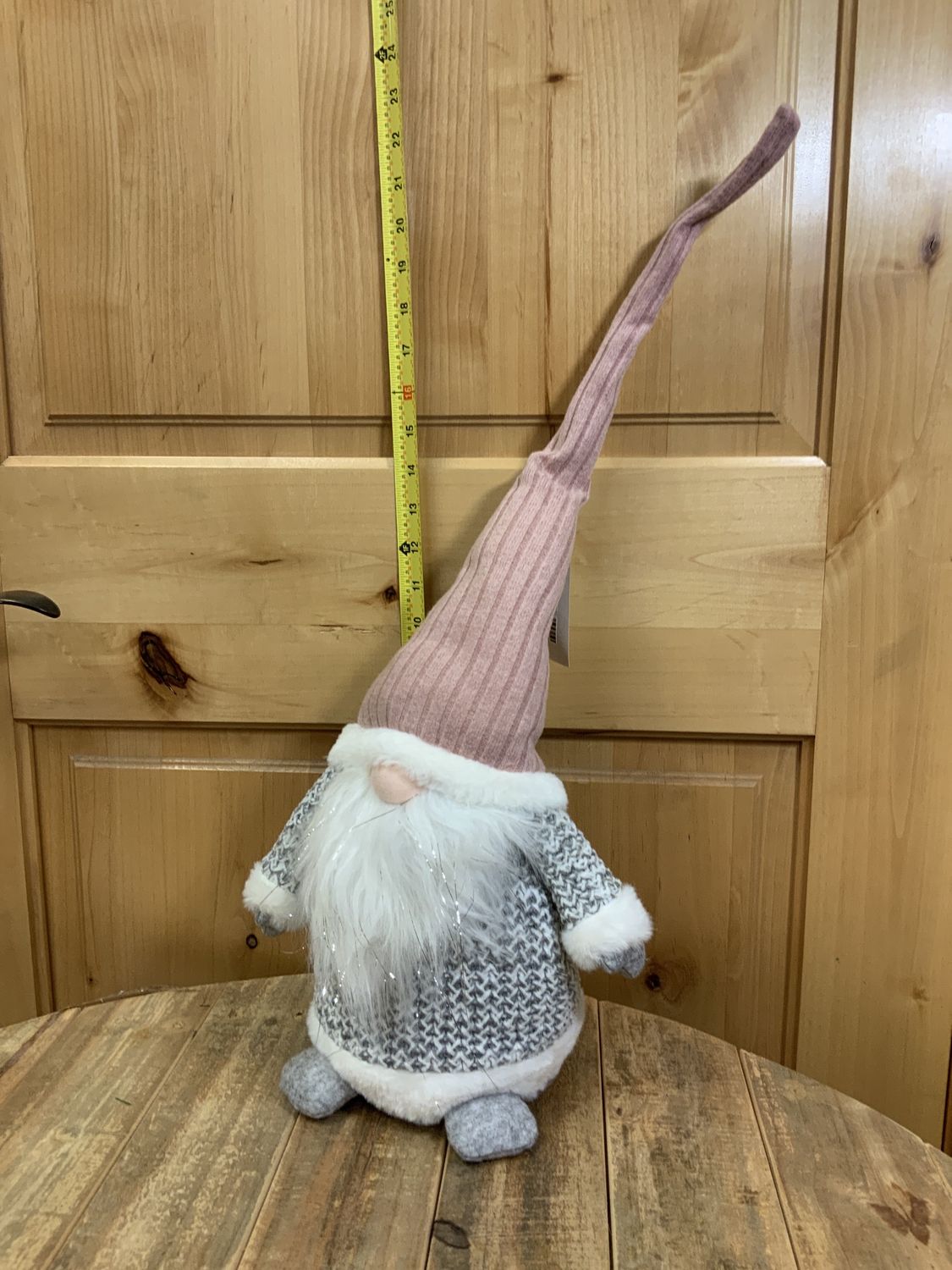 Gnome, Pink Hat/Gray Sweater tinsel beard