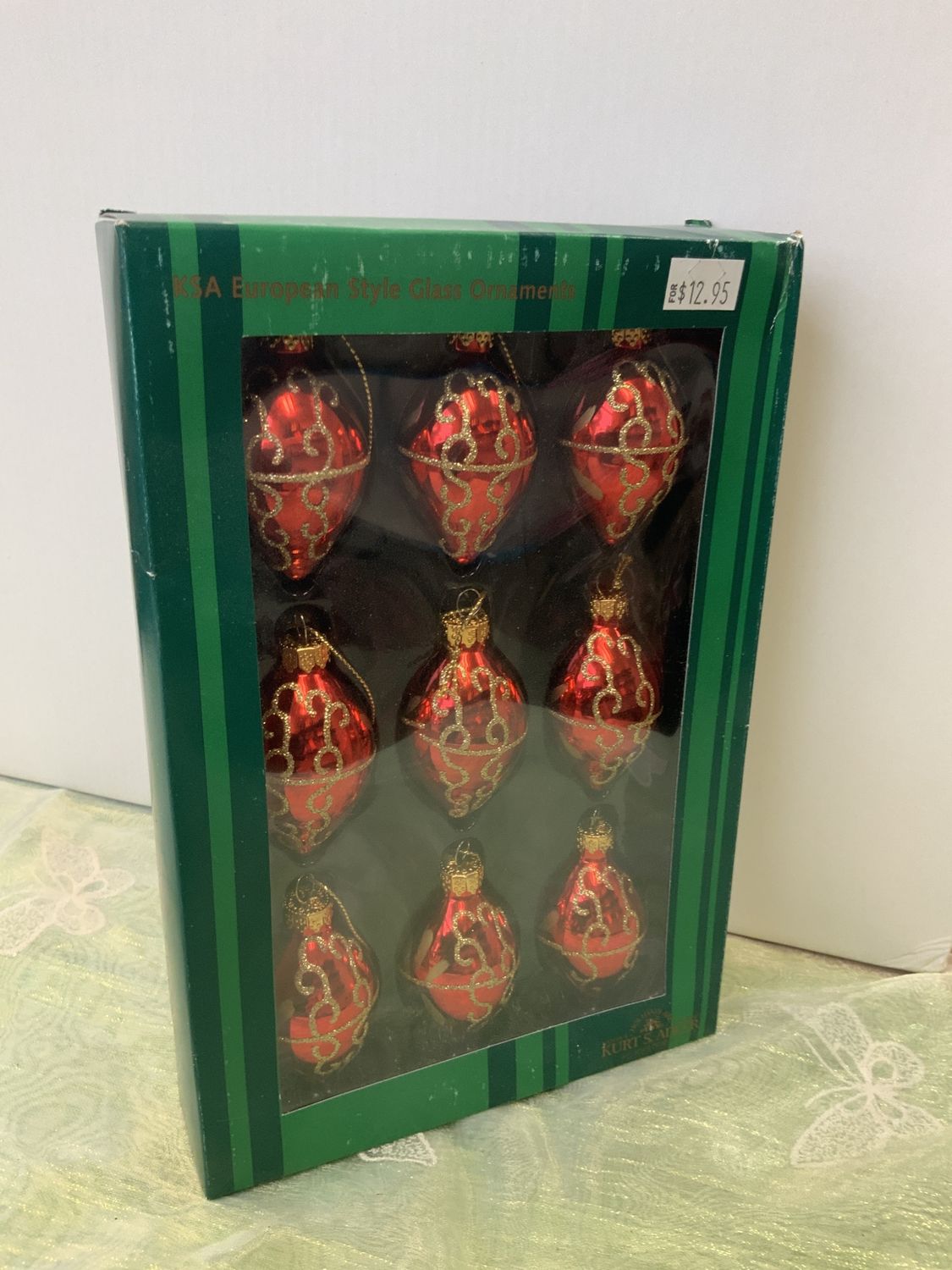 Ornament, Mini Glass Drop 9pc boxed