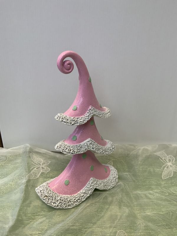 Candy Tree, pink/wht 9.5&quot; resin