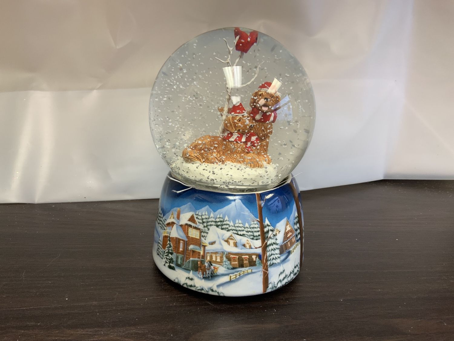 Snow Globe, 2 Dog's blue base