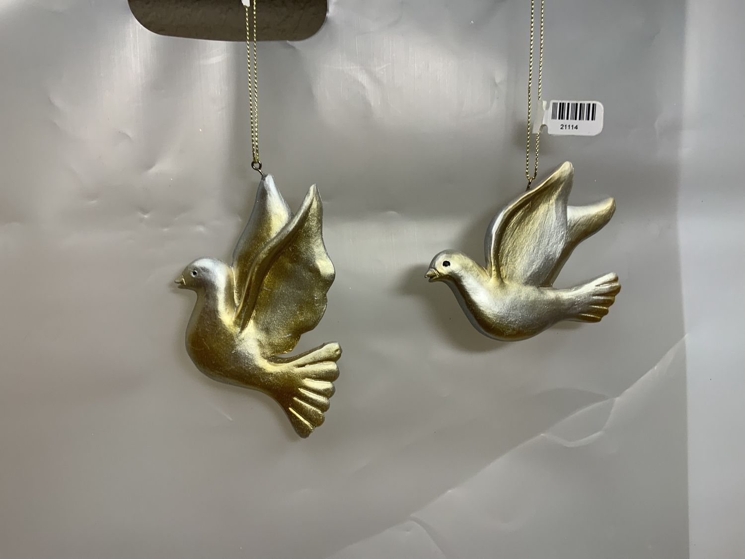 Ornament, 6" Dove champ/gold