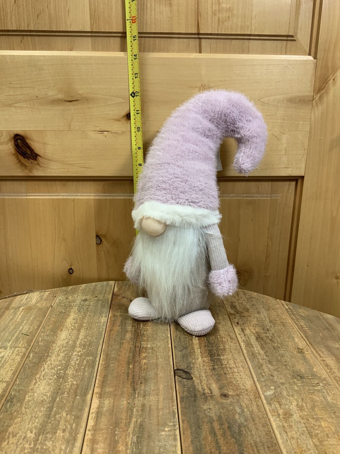 Gnome, Lavendar Fur Hat Sitting