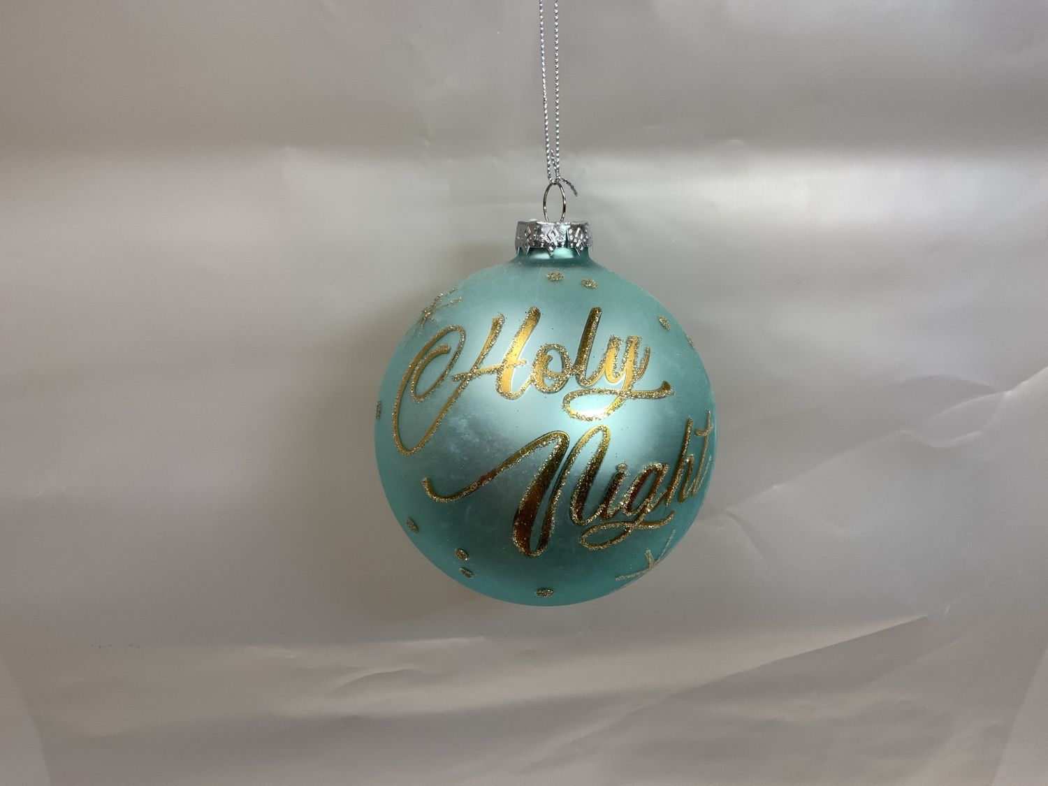 Ornament, Silent/Holy Night 4" Aqua Glas