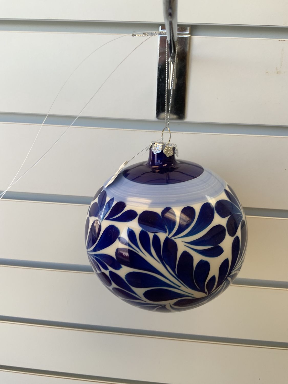 Ornament, Fan Leaf md Blue 4"