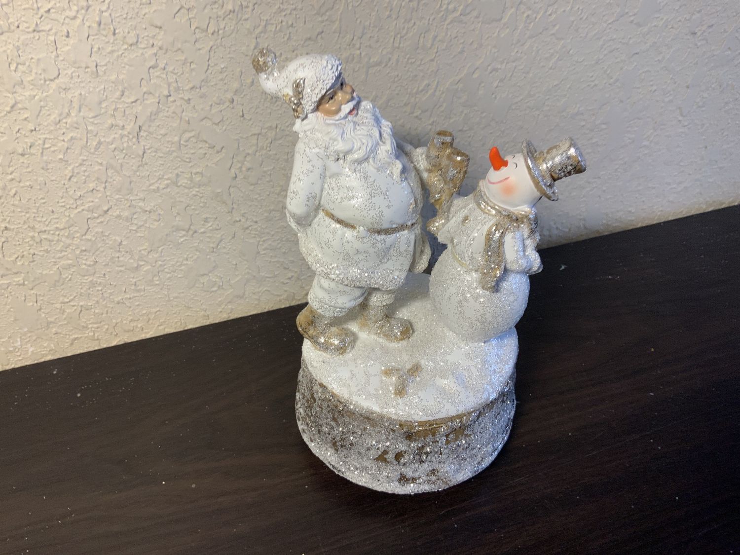 Figurine, Musical Santa/Snowman 8"White
