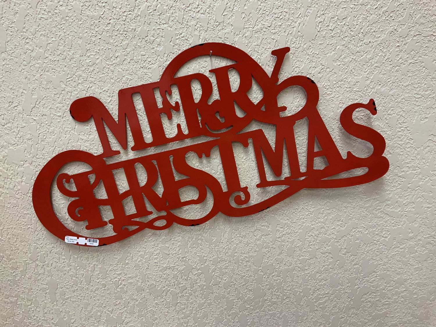 Sign, Metal Xmas Red