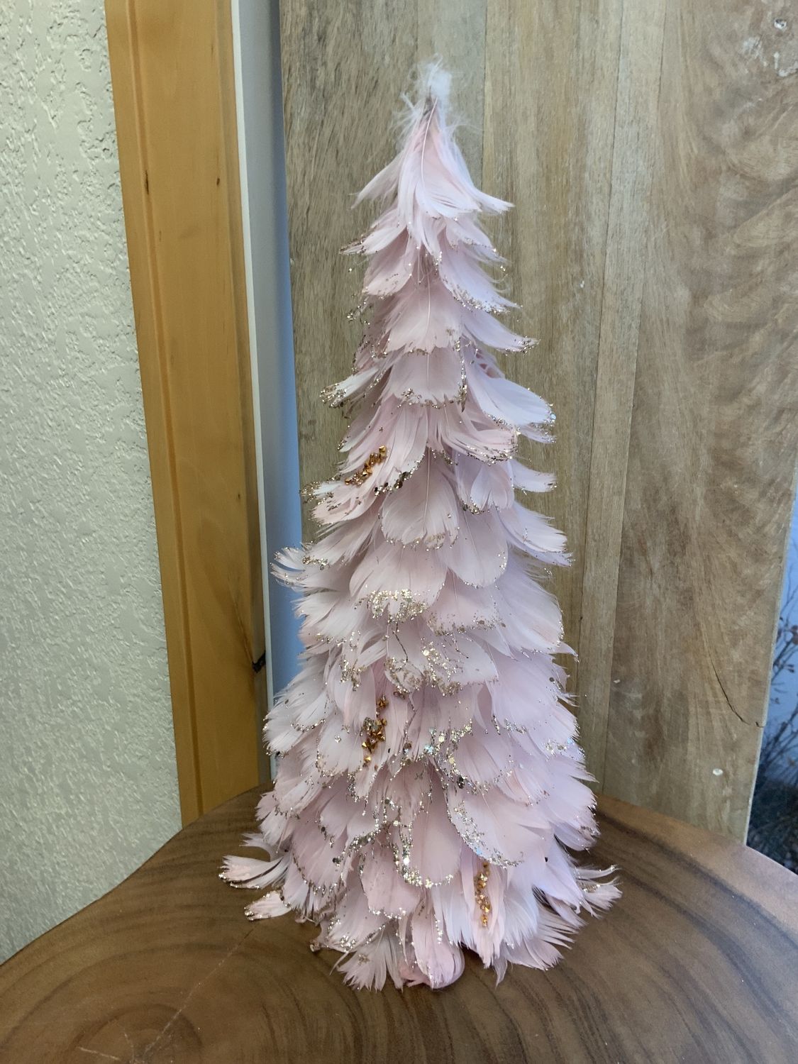 Cone Tree, Pink Feather sequin tips