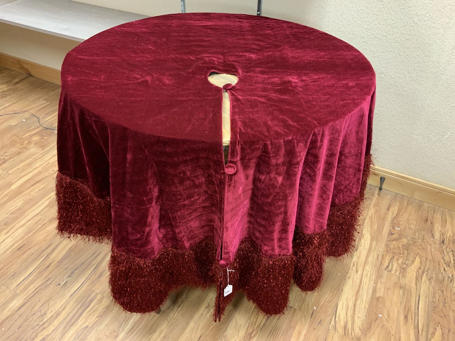 Tree Skirt, Fringe Trim 72" Burgundy