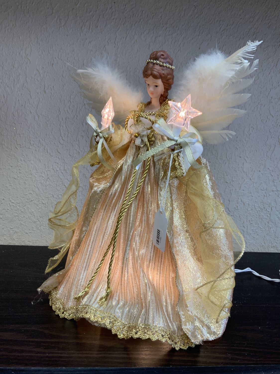 Tree Topper, Angel Star Hands Gold LED