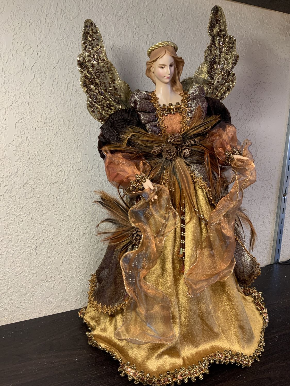 Angel Tree Topper, 17" Fabric Gold Velvet