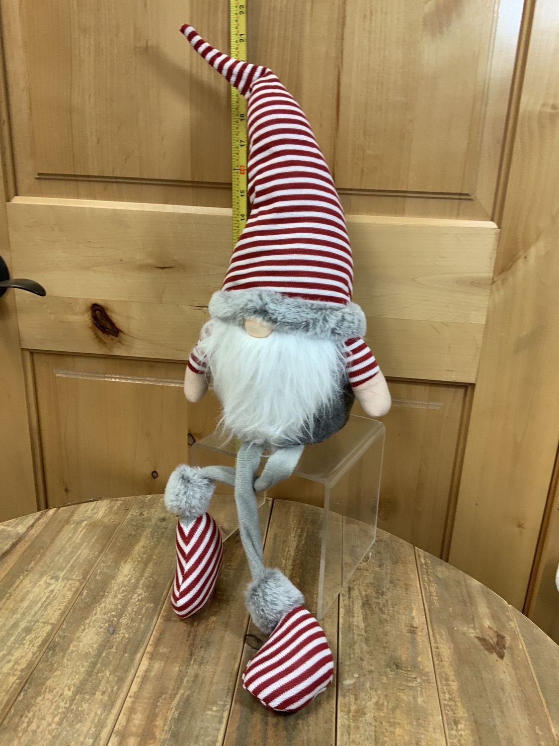 Gnome, R/W Stripe Hat/Booties dangle legs