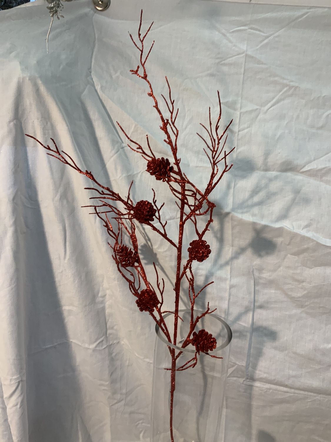 Spray, Twig Glitter 40.5" Red