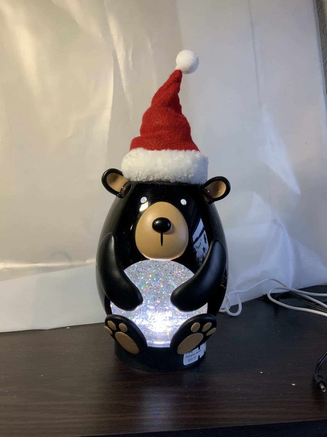 Snow Globe, Black Bear 9" w/hat