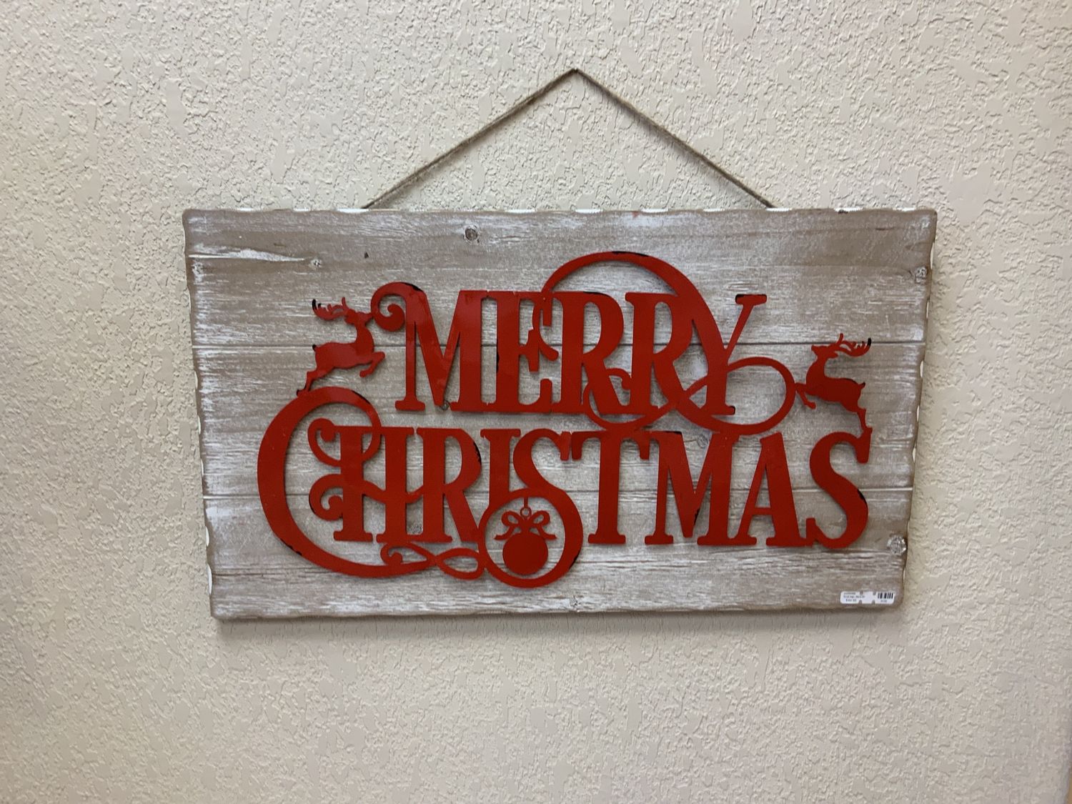 Scroll Sign, Merry Xmas wood/metal