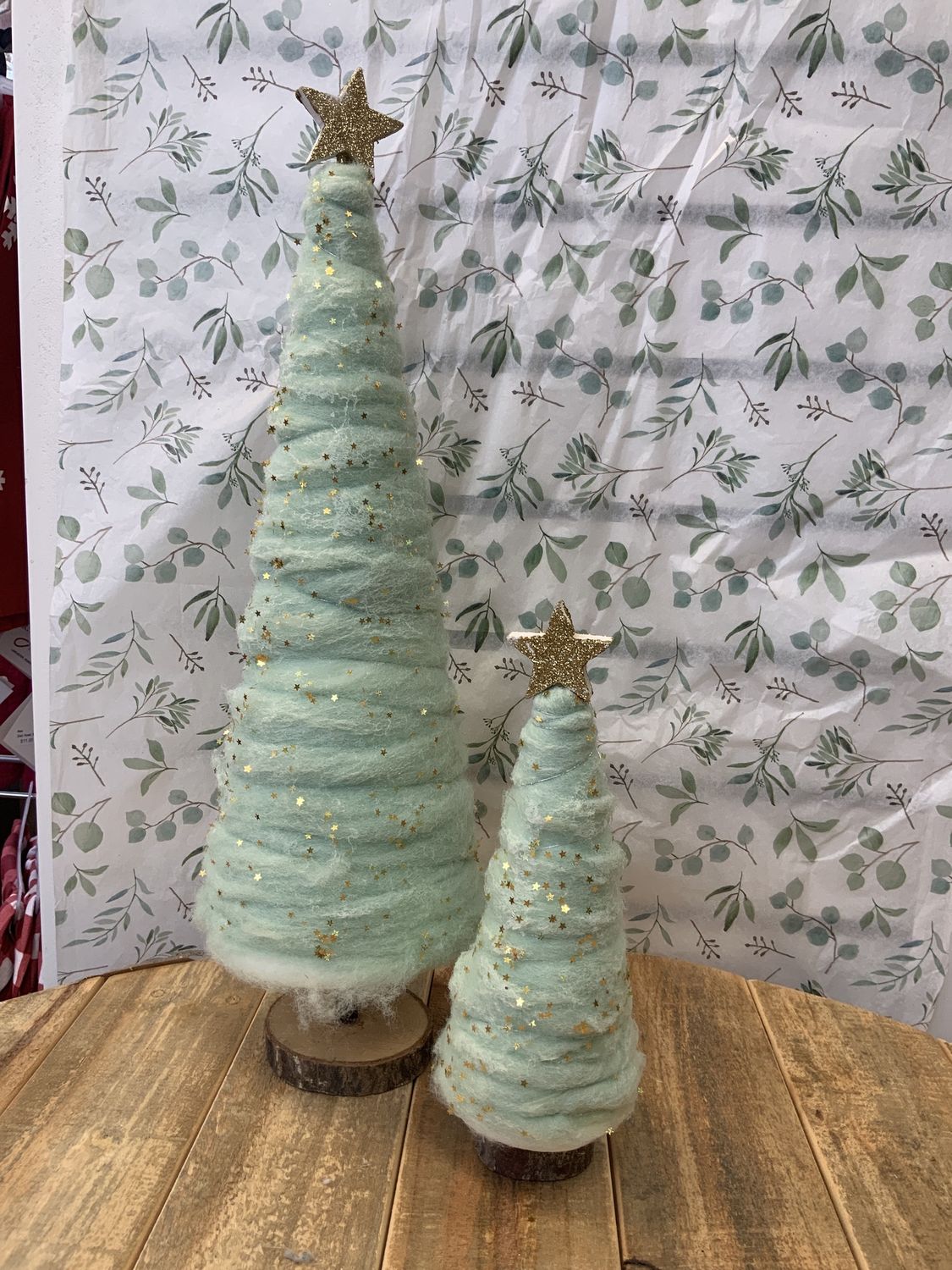 Tree Set, Spun Cotton Tree 1-11", 1-19"