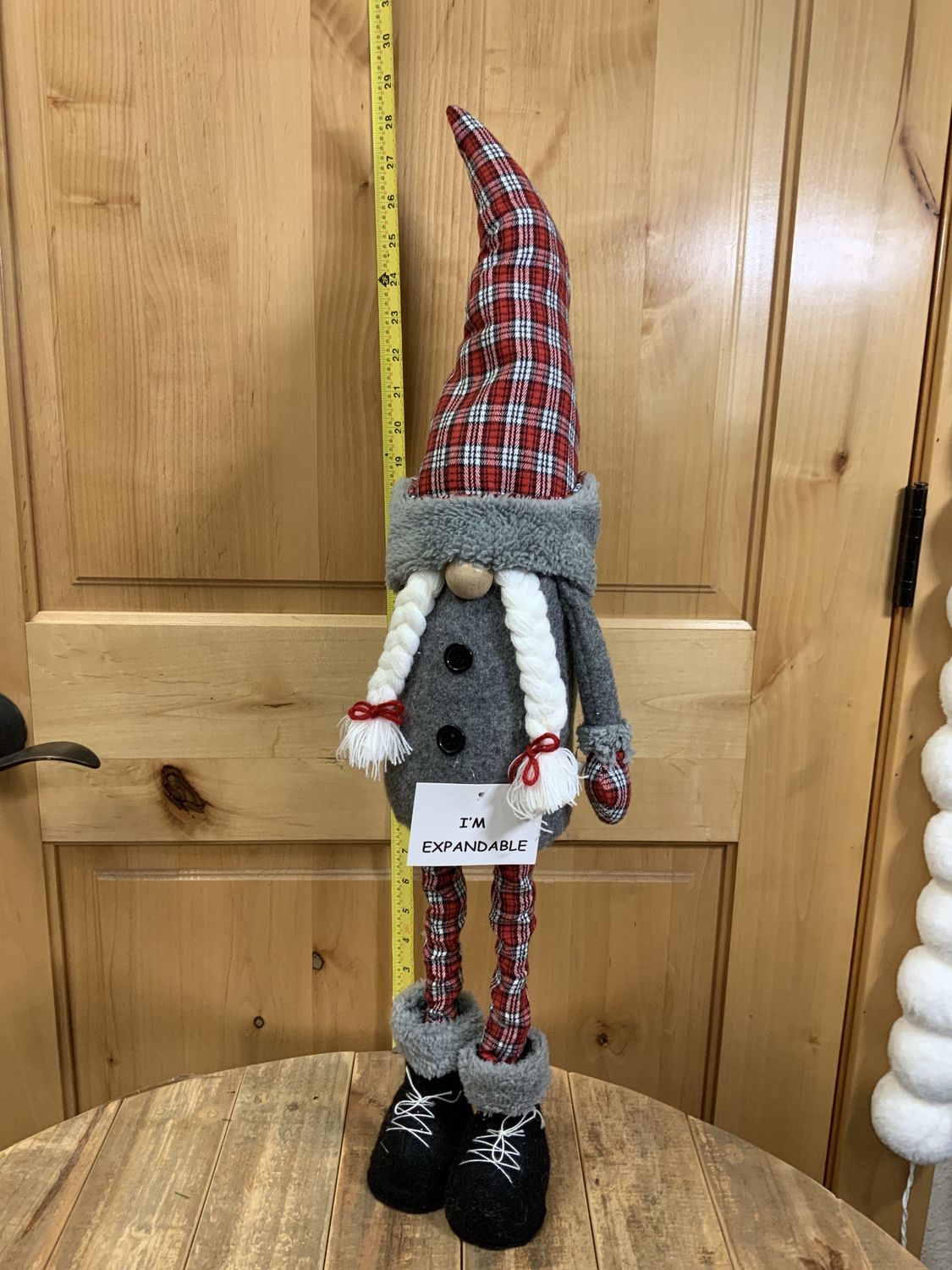 Gnome, 12-23" Red Plaid expandable
