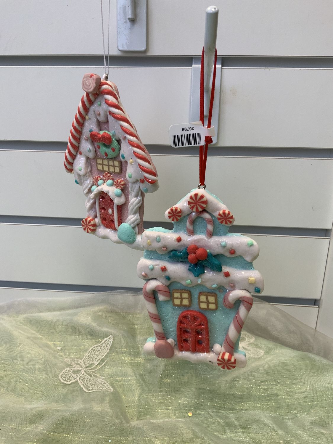 Ornament, Gingerbread House 5"clay 2asst