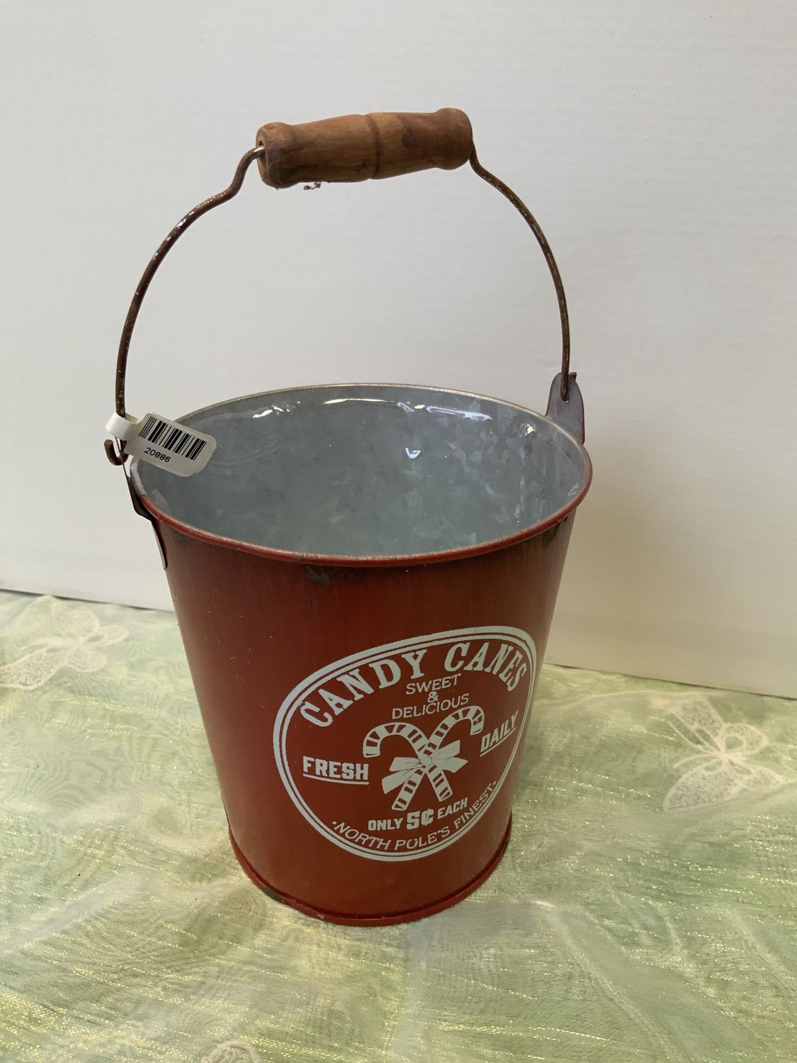 Pail, Candy Canes red