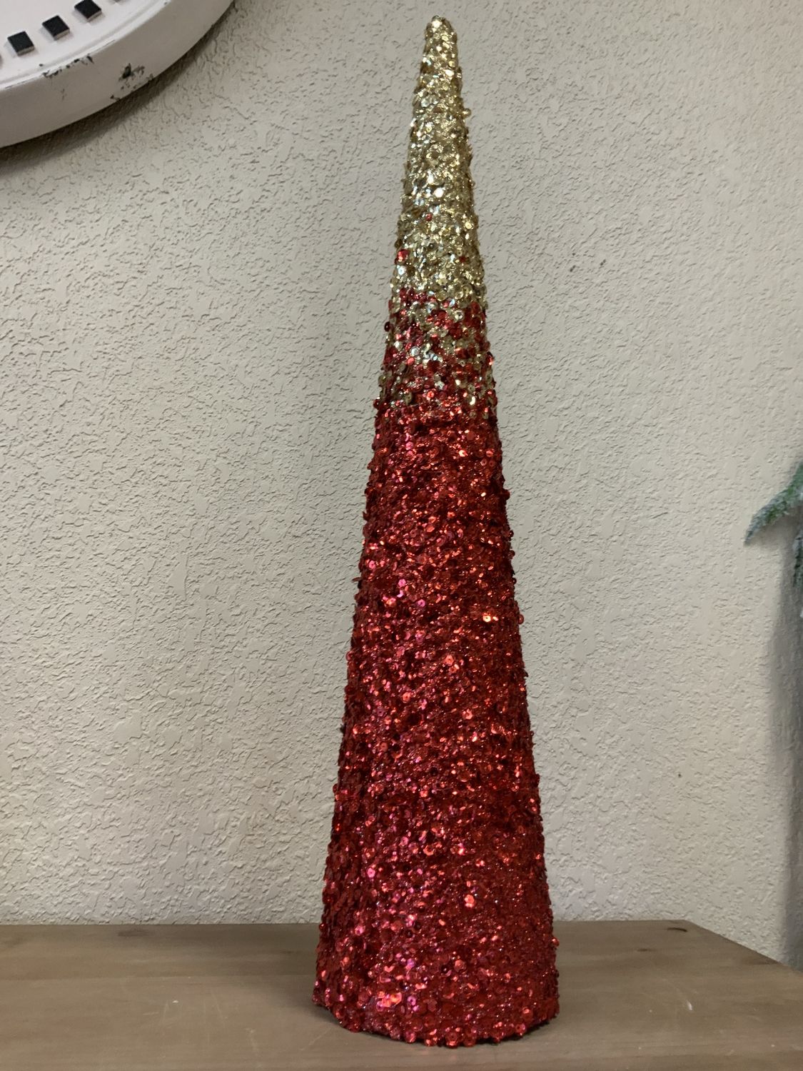 Cone Tree, 24" Sequin red/gold