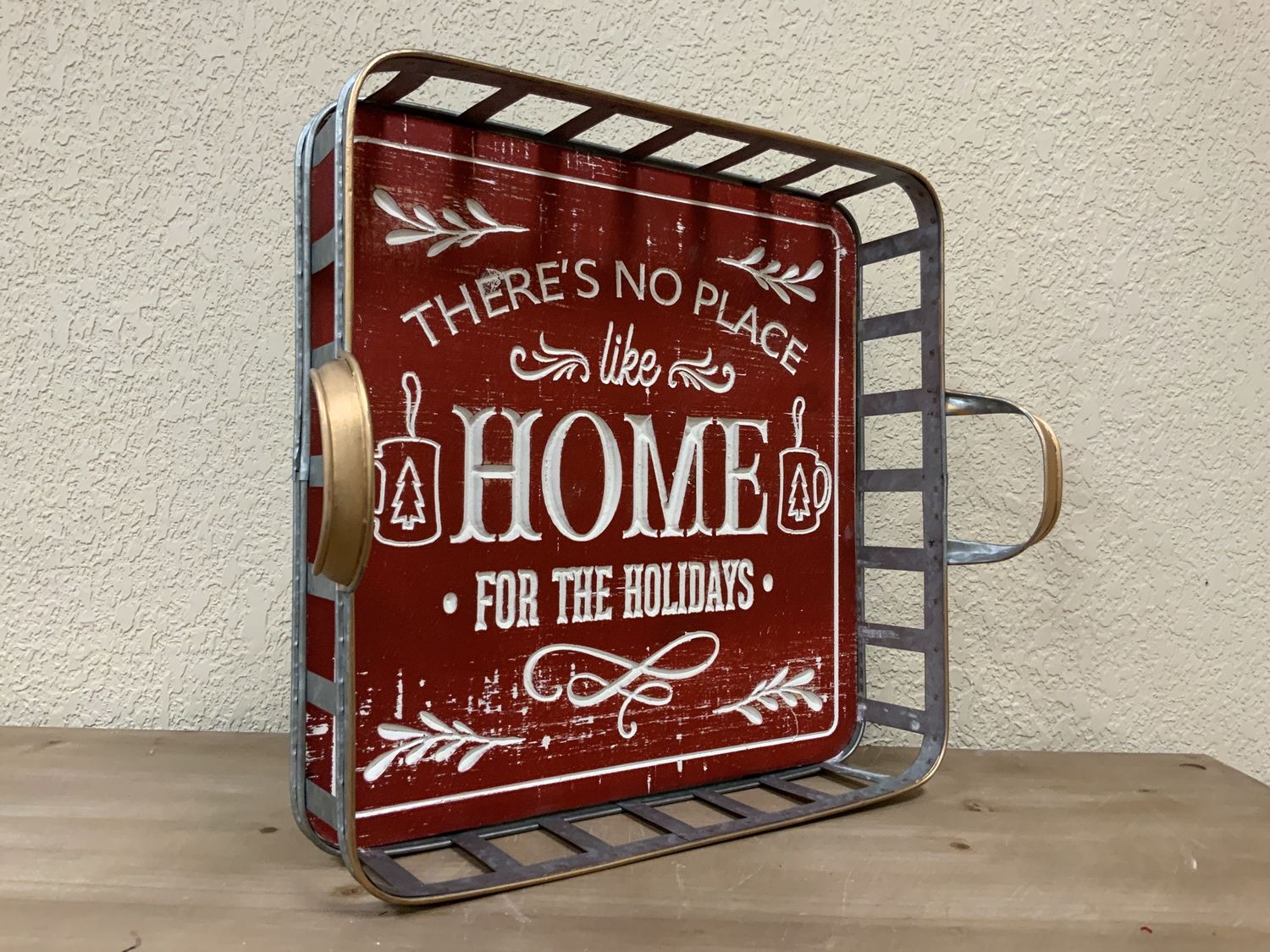Tray, Holiday Metal &amp; Wood 2 sizes