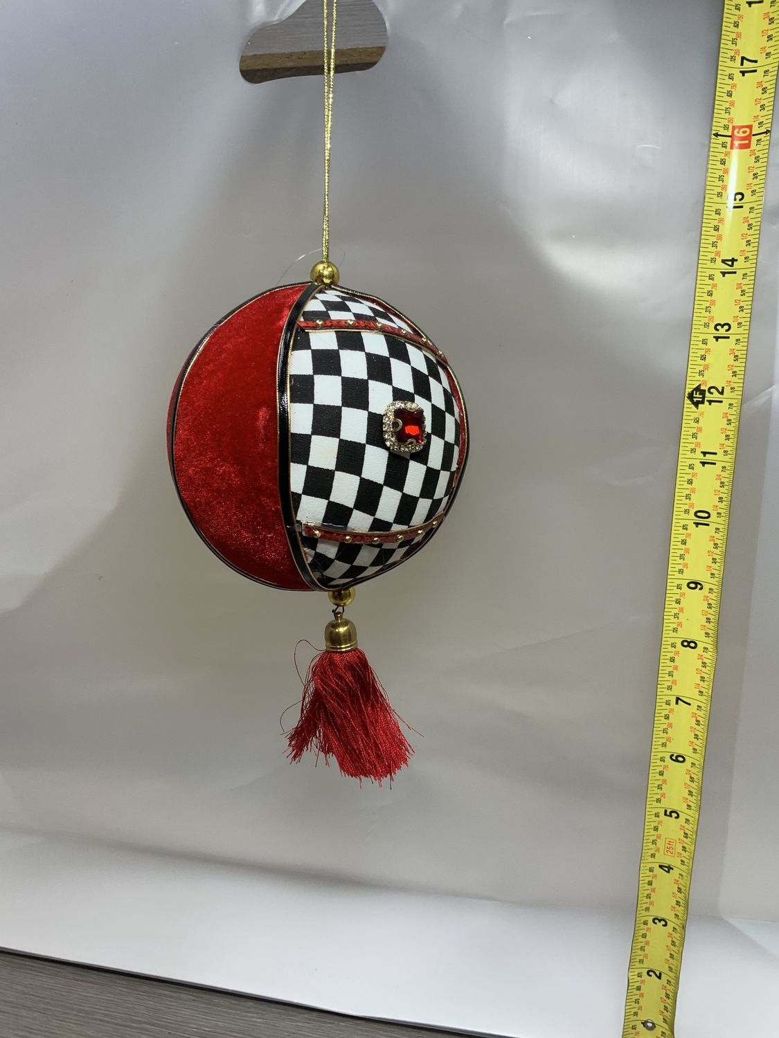 Ornament, Harlequin Tassel 5"Red/Black
