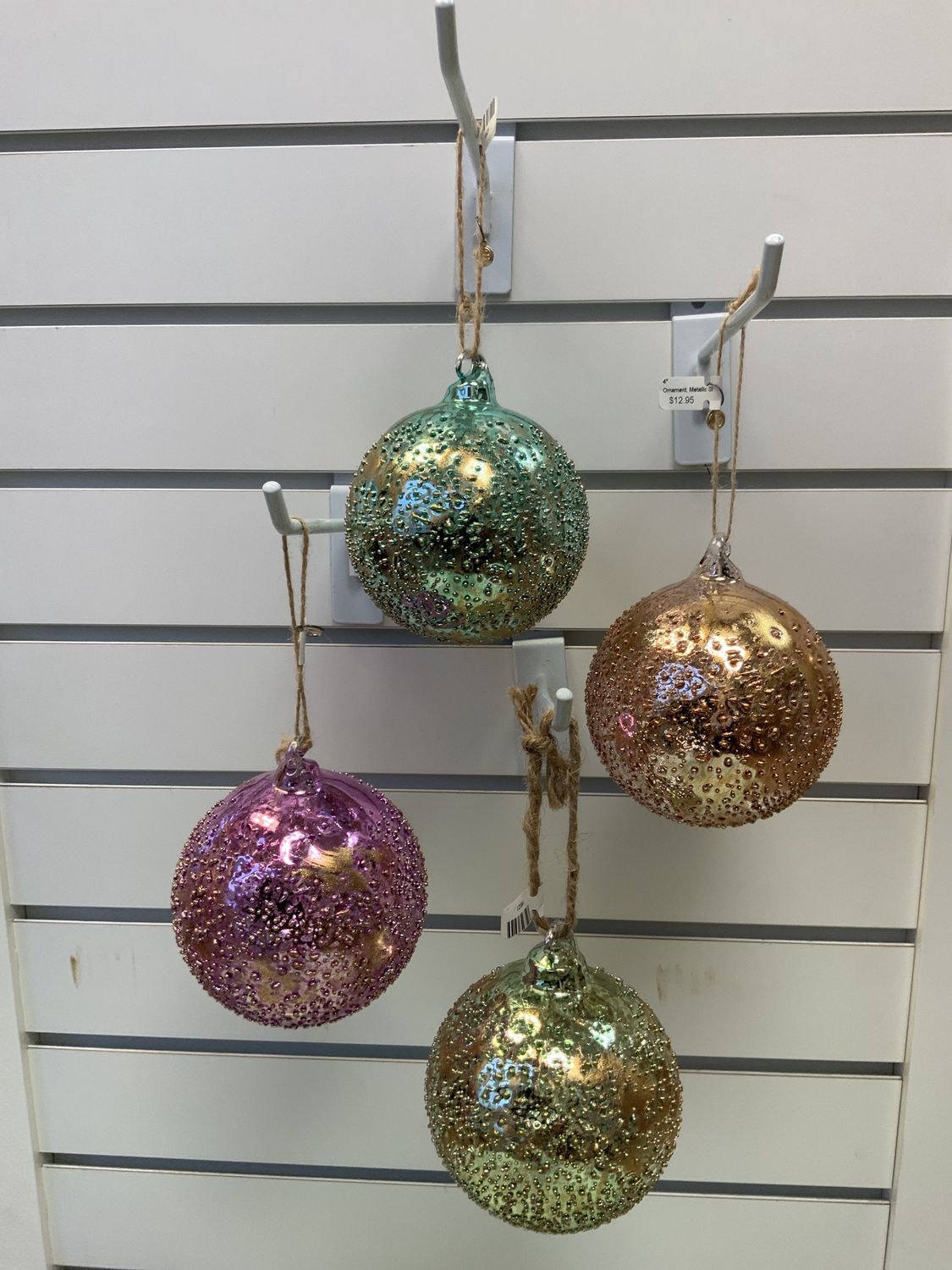 Ornament, Metallic Stubble Ball 4"