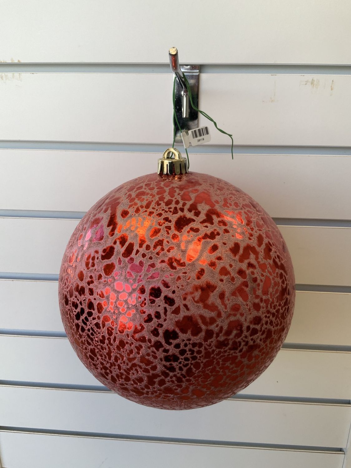 Ornament, 8" Red Crackle ball