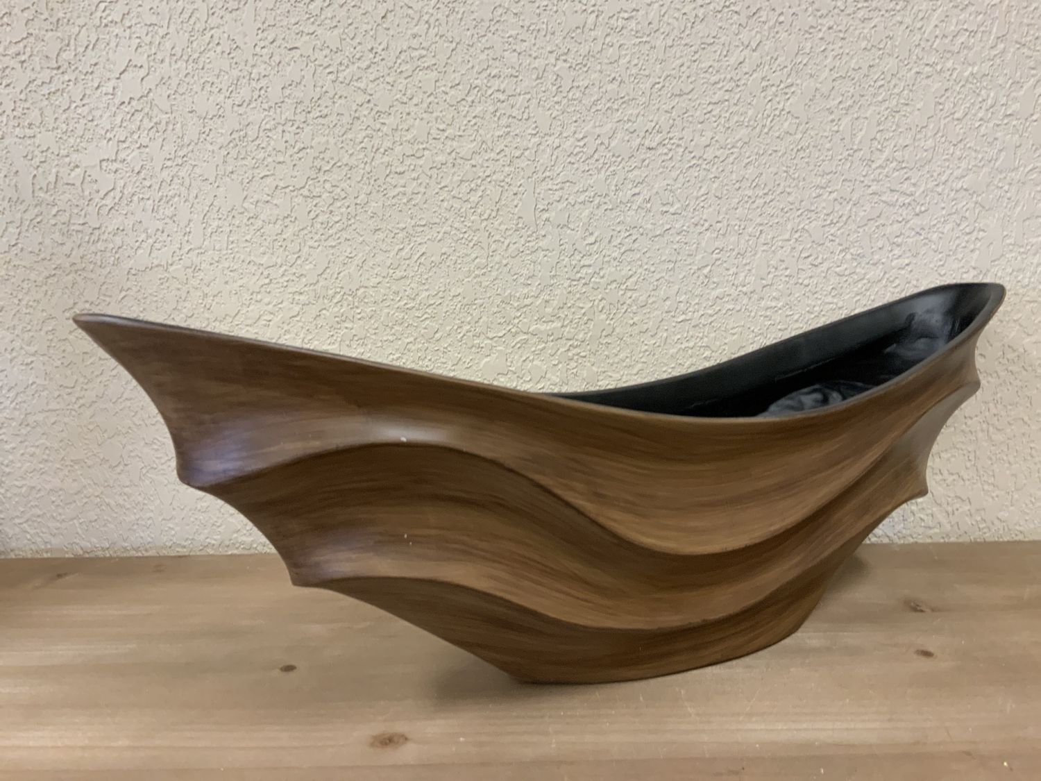 Vase, Wavy Brown Bowl 24" resin