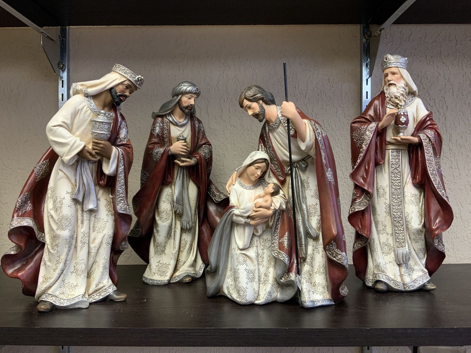 Nativity, Burg/Pewter 13" 4pc