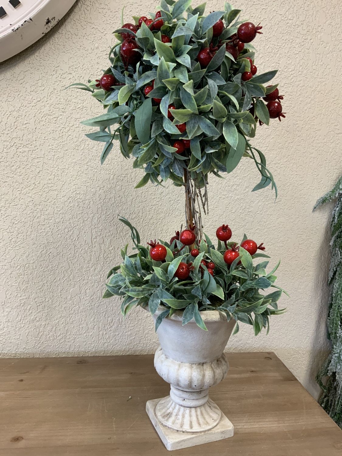 Urn, Flocked Berry Ball 26" Topiary