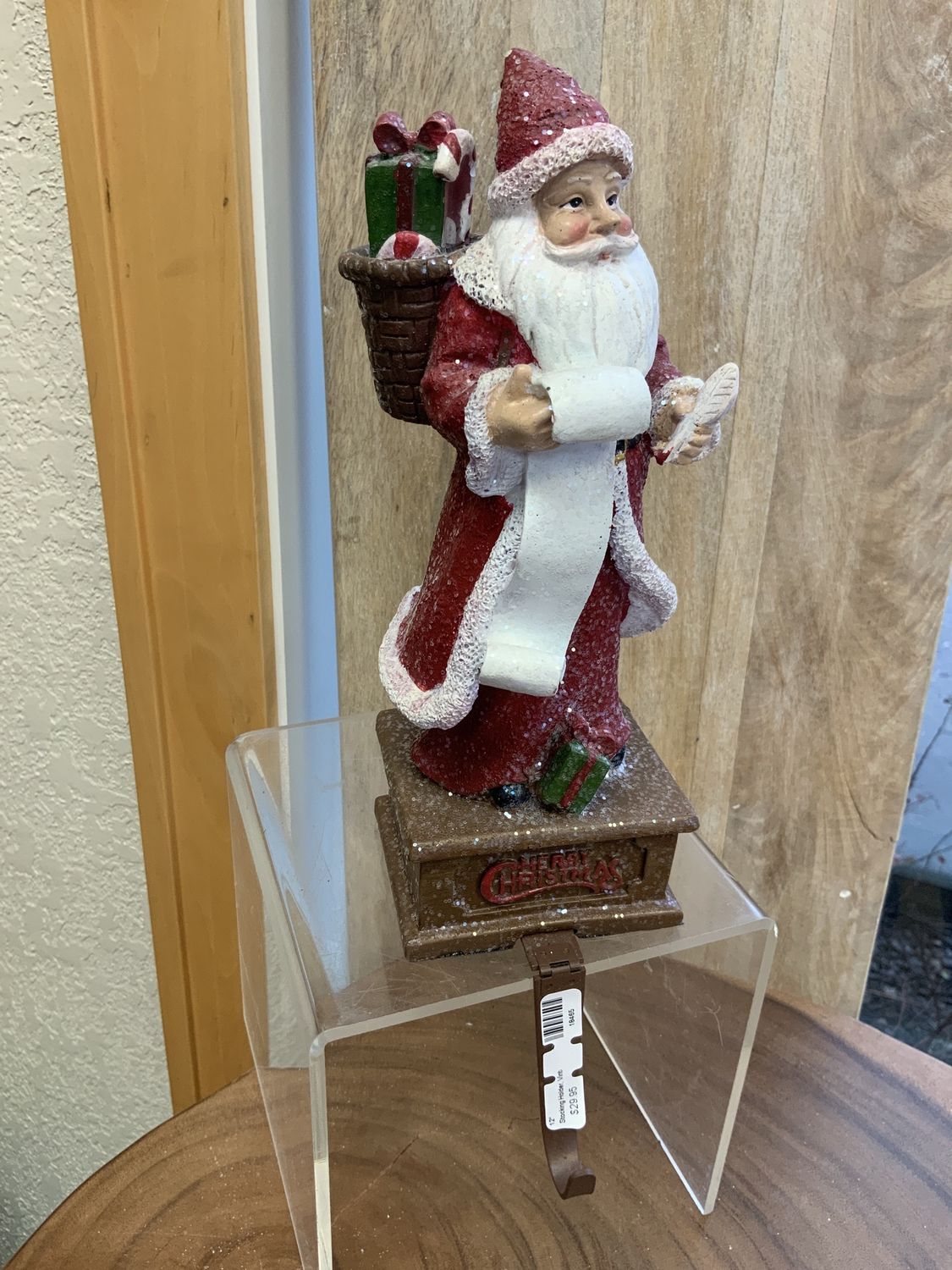 Stocking Holder, Vintage Santa 12"