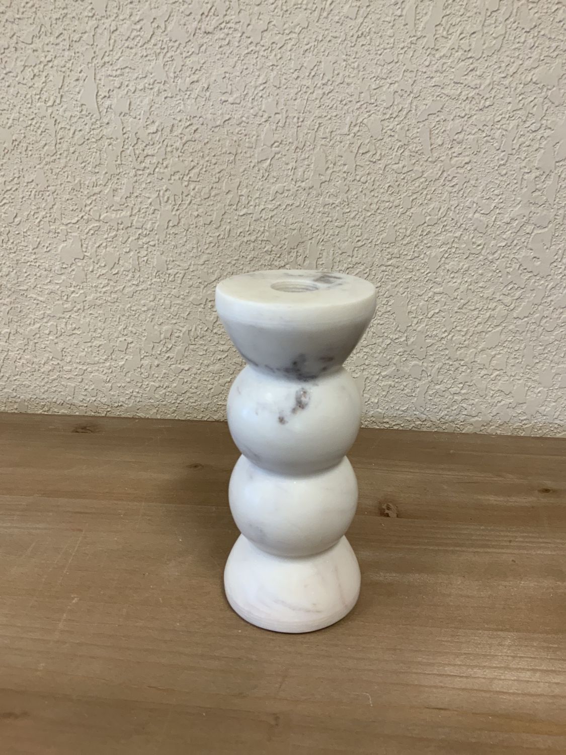 Candle Holder, Marble White Lg Round