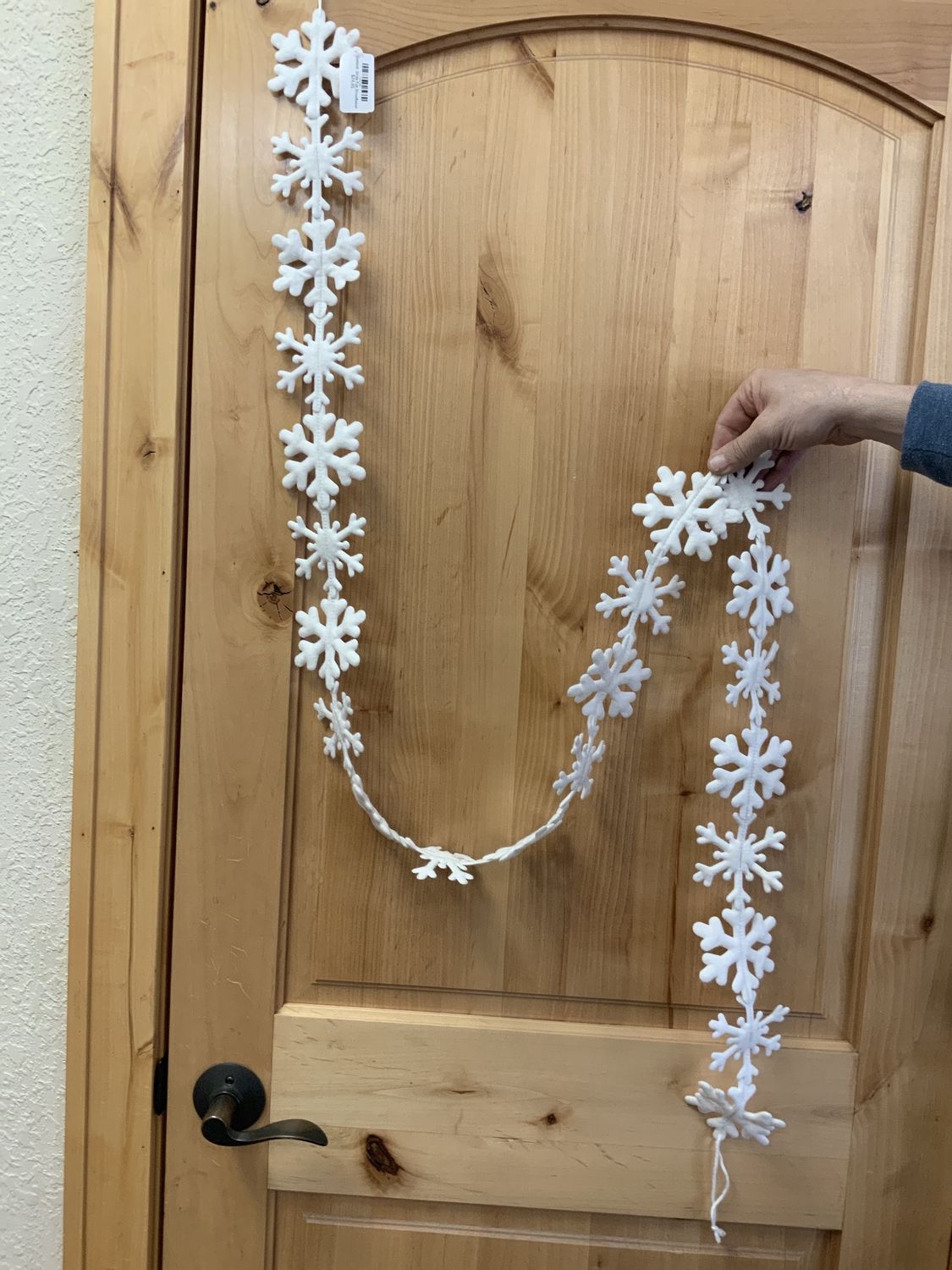 Garland, White Felt Snowflakes