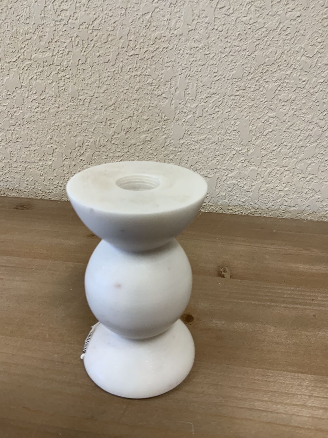 Candle Holder, Marble White Sm Round