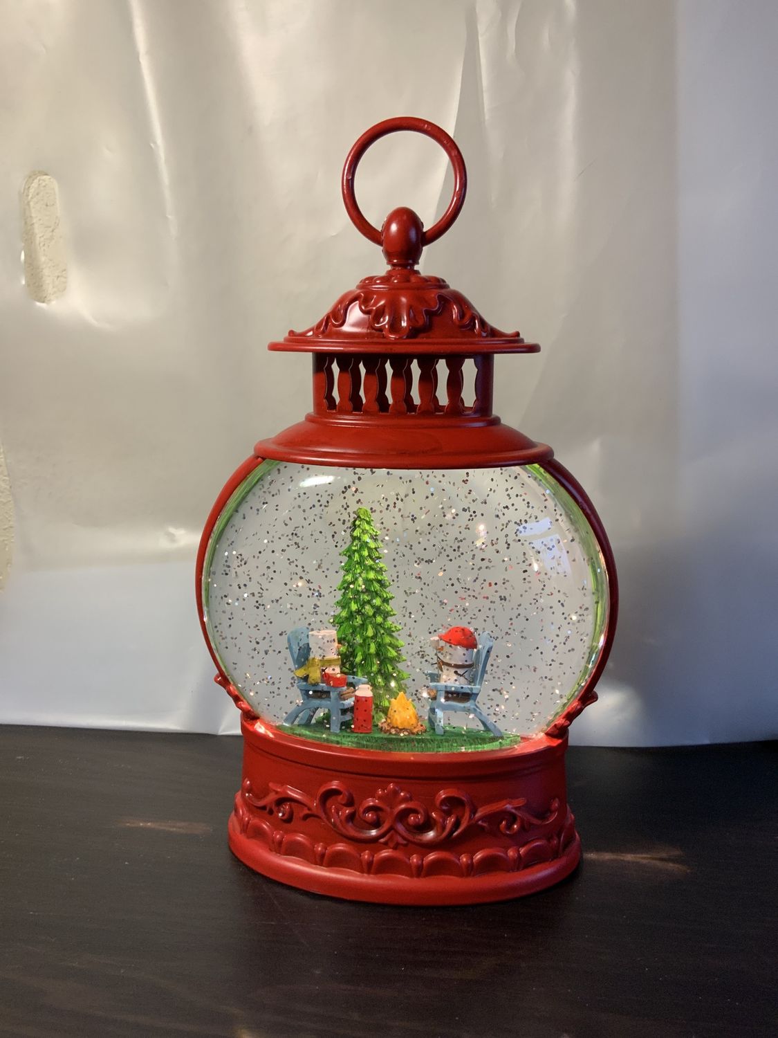 Snow Globe, Smores Campfire red lantern