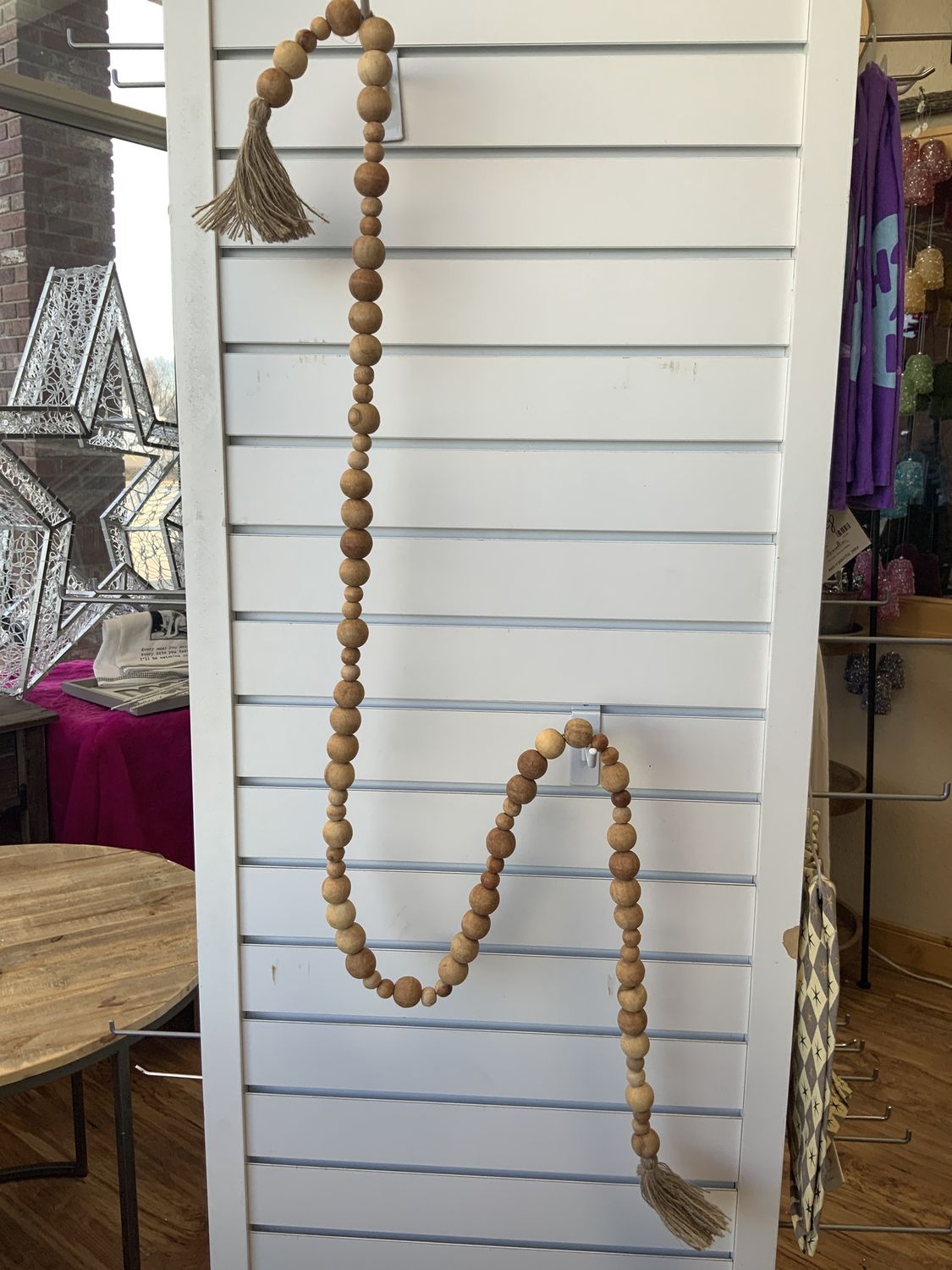 Garland, Wood Bead Rope Tassel 5.5'