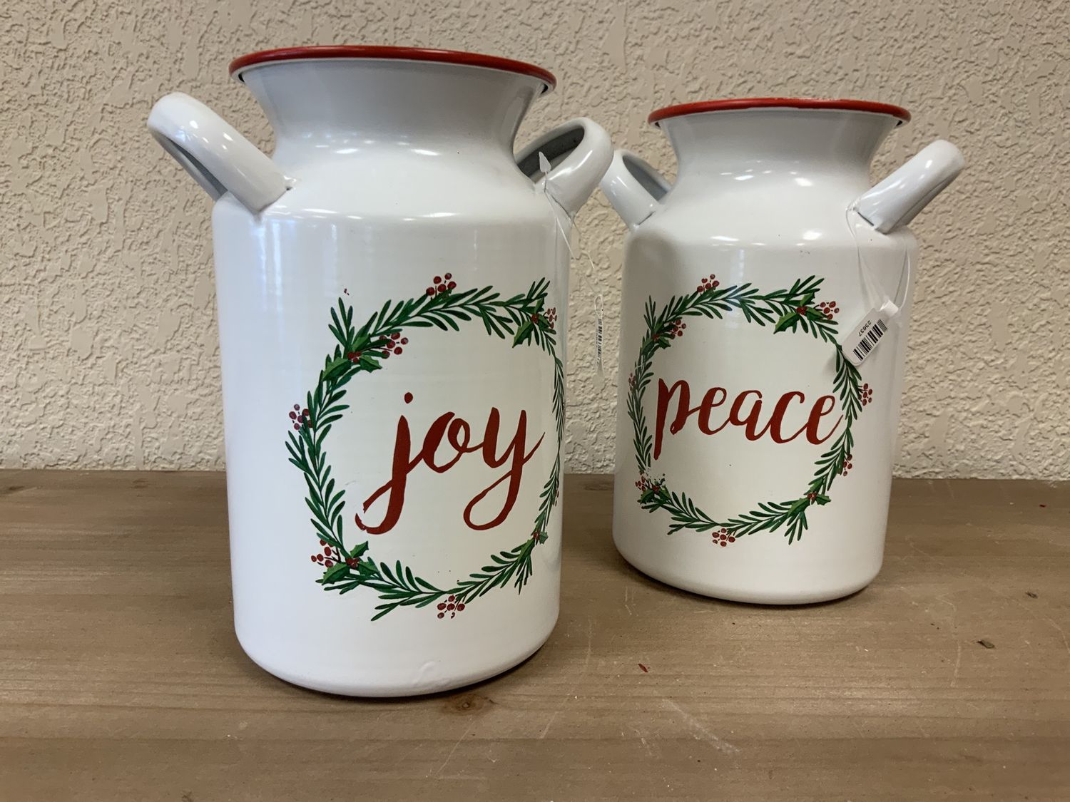 Milk Jug Joy/Peace Metal 2 ast wht