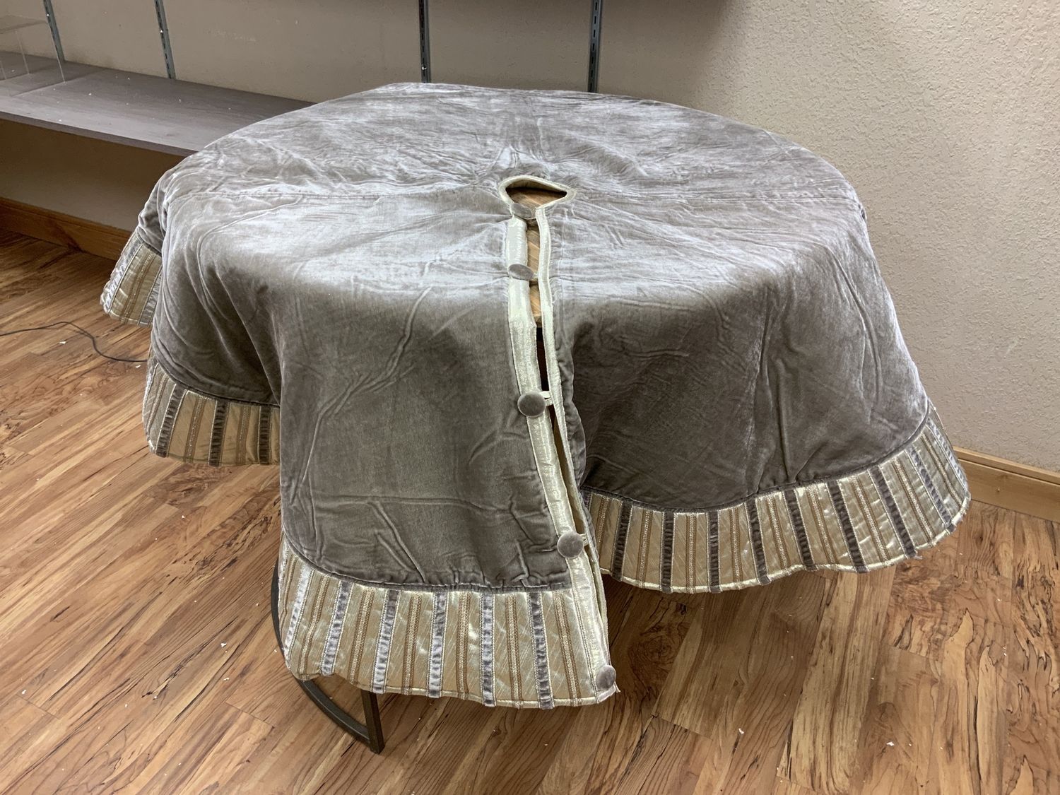 Tree Skirt, Velvet Platinum stripe