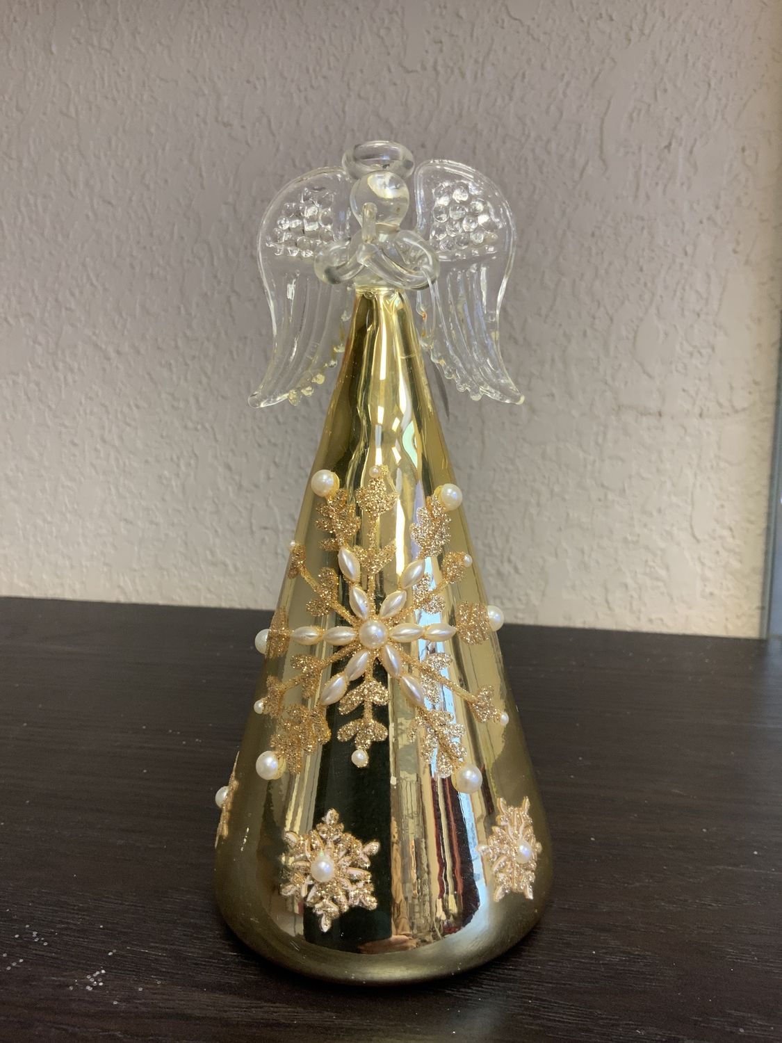 Angel, Gold Glass Snowflake