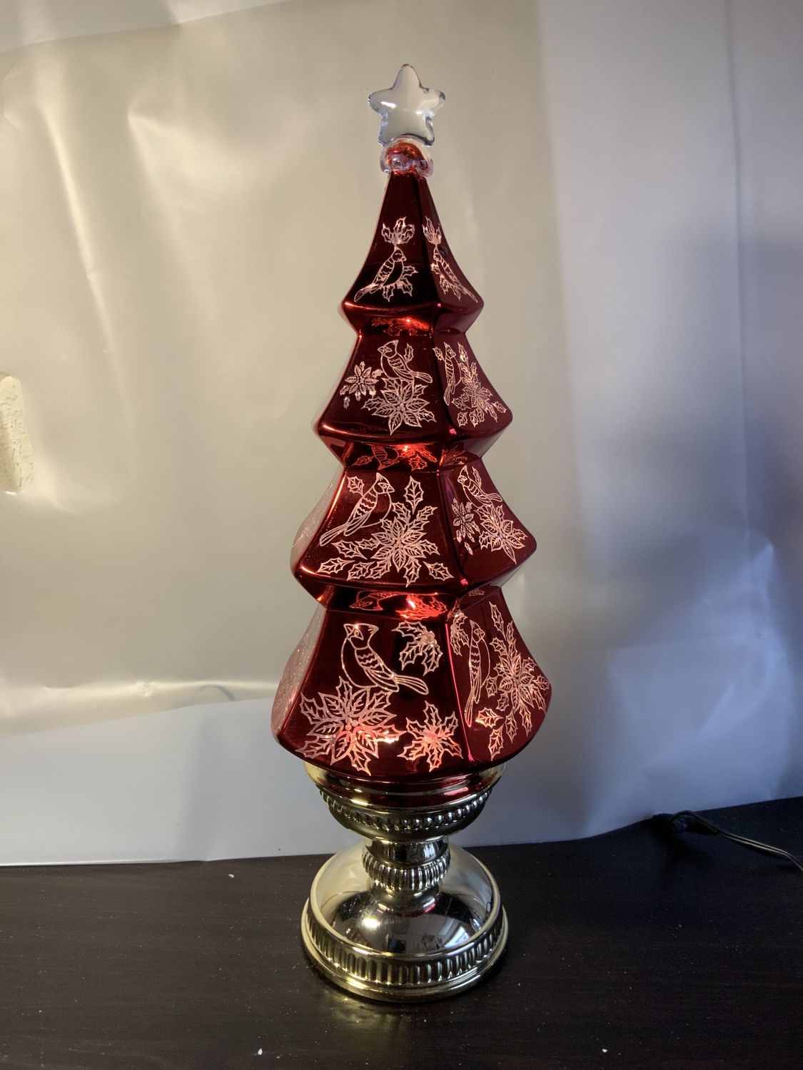 Snow Globe, Red/Gold LED etched
