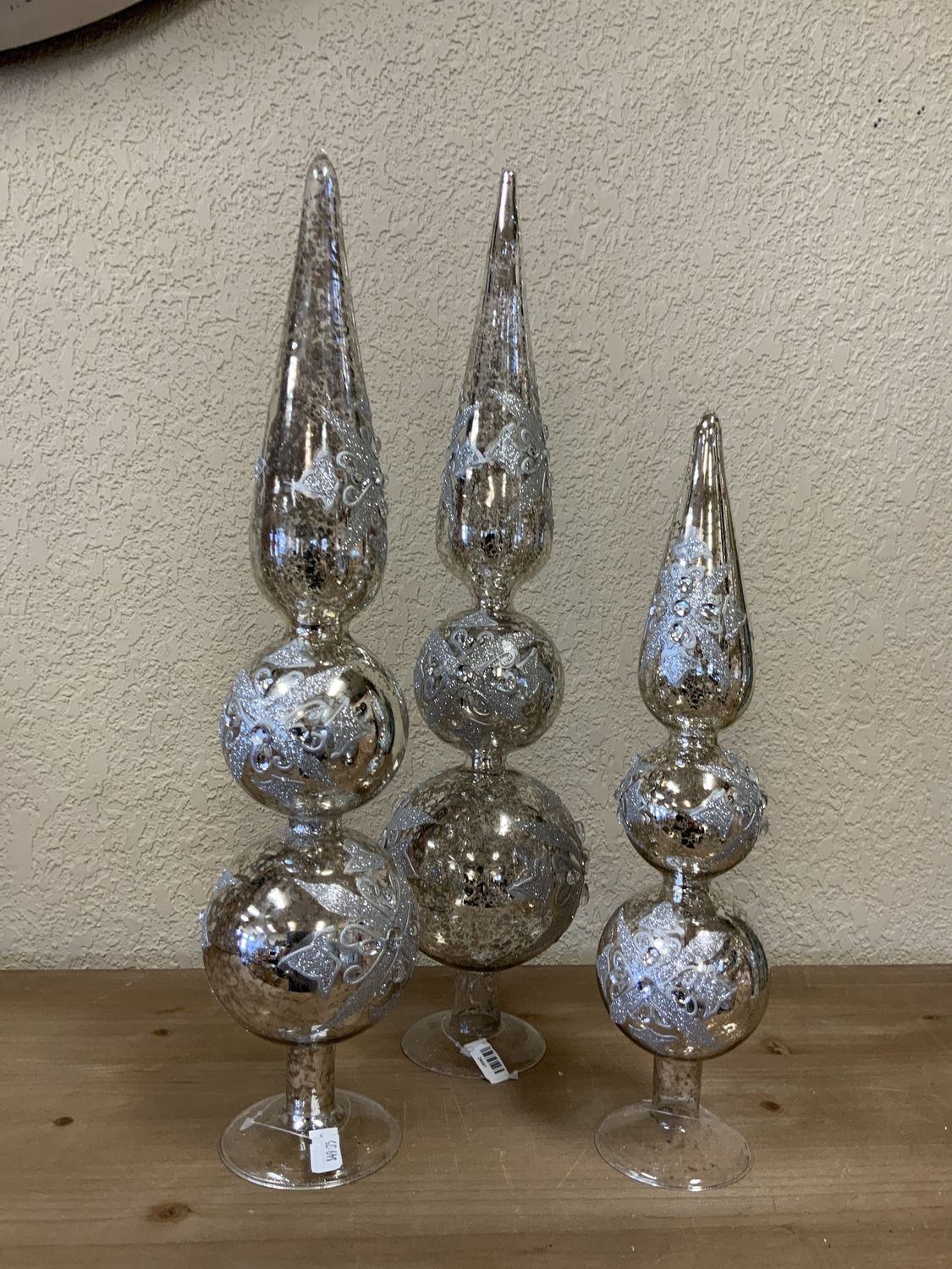 Finials, Mercury/Rhinstones 3 sz chmpg