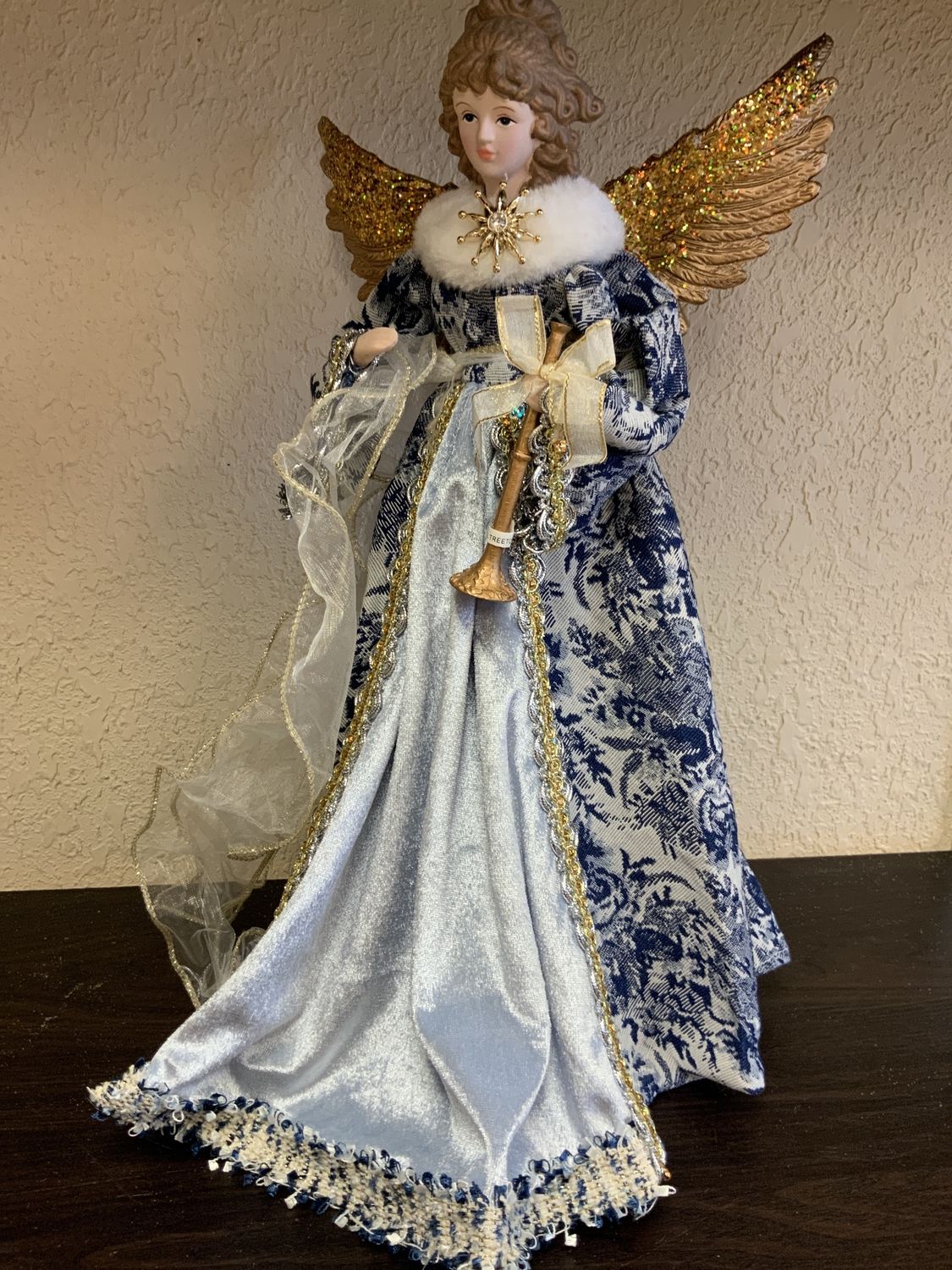 Tree Topper, Angel 17" BLU/GLD