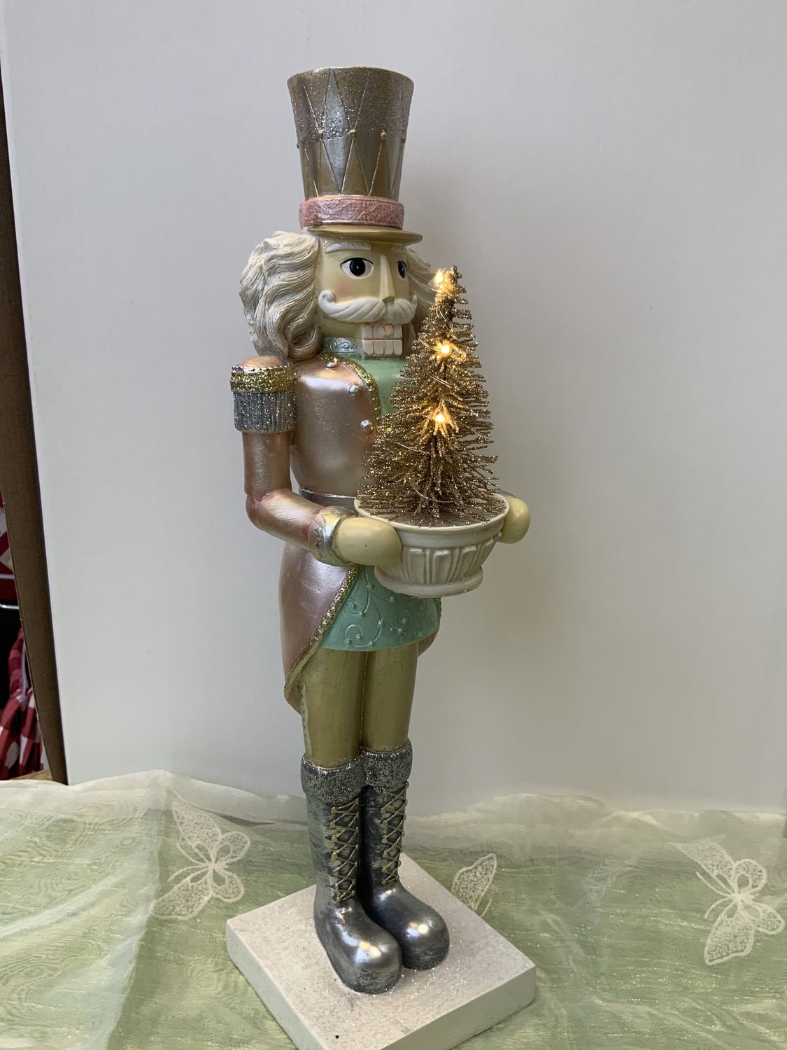 Figurine, Nutcracker Pink Coat w/ lights