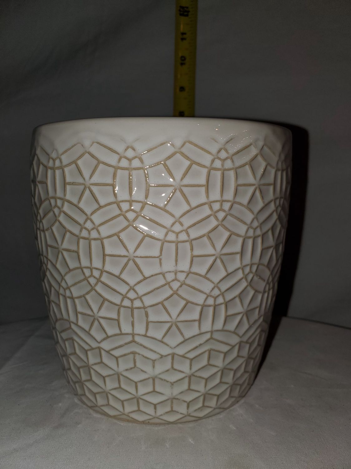 Planter, Geo Circle 3Asst White