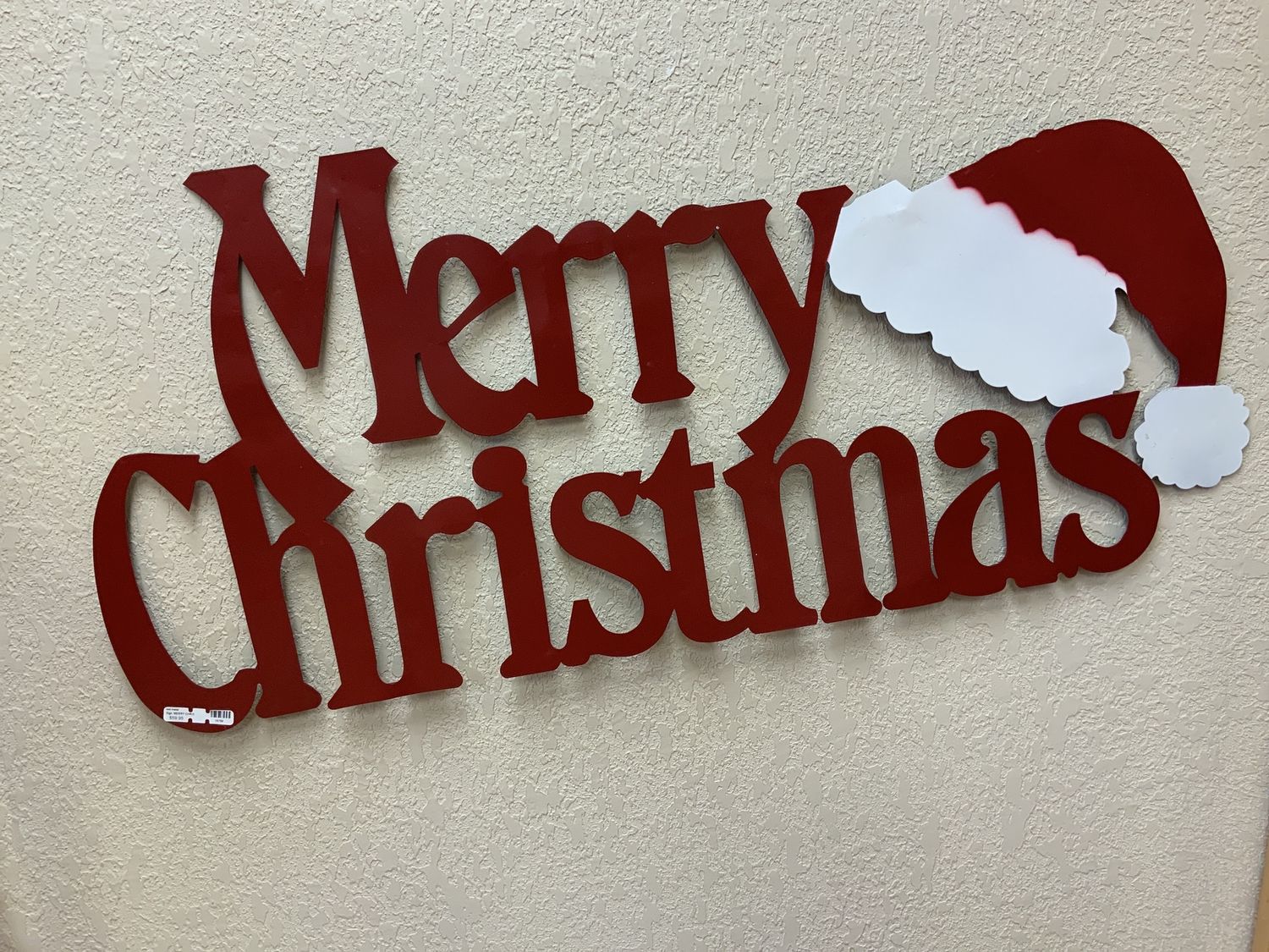Sign, MERRY CHRISTMAS red metal